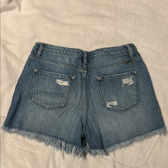 KanCan Blue Distressed Jean Shorts with Frayed Hem - Picture 2 of 3
